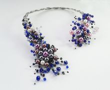 Open necklace Collar necklace Statement necklace Wire wrap necklace Aluminum in handmade Wire necklace Aluminum necklace Purple necklace