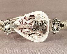 Guitar Pick and Guitar String Bracelet "Fleur-de-lis Guitar"