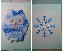 Original postcards with knitted owls