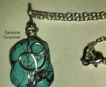 Turquoise and Silver Wire Sculpture Necklace