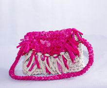 Boho Bag Free Shipping!!! /T-shirt Yarn Bag/Crochet Handmade Bag/Cotton Bag/Beige Pink TwoColor Bag/Summer Bag/Hobo Bag