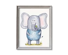 Printable Elephant Nursery Art, Watercolor Elephant Print, Safari Nursery Decor, Elephant Decor, Zoo Animals Art, 1st Birthady Gift
