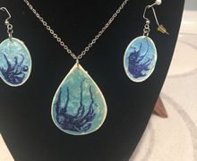 Hand painted Necklace & Earring Set.