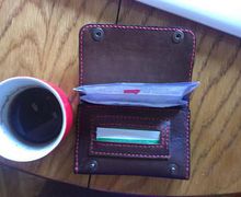 Handmade leather tobacco bag with slot for rolling paper