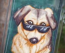 Jake 2x3 Photo Keychain | One Cool Dog with Sunglasses | Each Copy is Handpainted | Perfect For Dog Lovers | Back to School Accessory