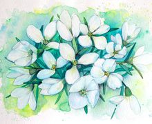 Snowdrops watercolor / watercolor flower wall art /white flowers painting