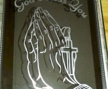 8x10 Etched God Bless You Hands Mirror