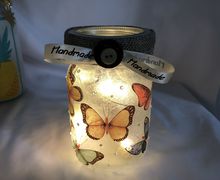 Handmade butterfly mason jar