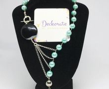 Asymmetric Pearl and Chain Necklace Evening Party Statement Jewelry for Women