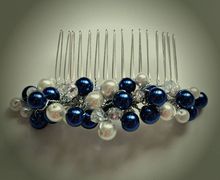 Navy and pearl haircomb