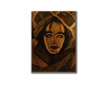 ORIGINAL Wooden beautiful face of nature Woman tree art marquetry by Andulino
