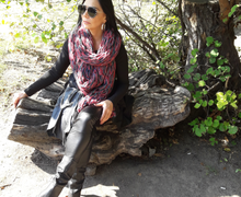 Hand arm knitted combo color oversized Super chunky scarf