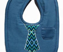 Denim Baby Bib with Appliquéd Necktie