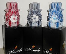 Set of 3 - Rose candle - Unique - Handmade gift candle - Hand Carved candles - 5 inch/ 12cm - red candle - violet candle - blue candle