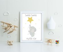 Twinkle Twinkle star elephant , Playroom print, nursery print, wall art, playroom poster, instant digital download,children wall art