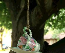 Floral Tea Cup Bird Feeder
