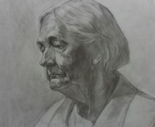 A portrait of a senior woman