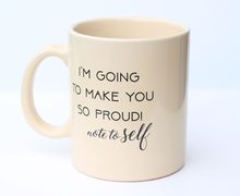 Coffee Mug with Quote. Beige 13 oz Mug. Graduation Gift. Self Love Pottery Mug. New Job Gift. Promotion Gift. Inspirational Quotes.