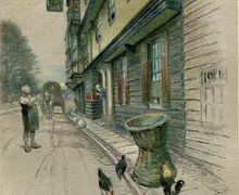 Cecil Aldin The King's Head-Chigwell Original Vintage Book Print 1921 Lithograph