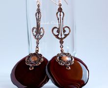 Earrings made of large rose petals
