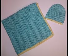 Crochet baby blanket and newborn hat
