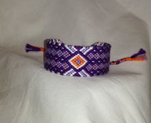 Braided bracelet in purple shades,Diamond pattern, Wrist band,Braided bracelet for woman,String jewelry for everyday, Boho style