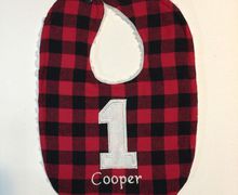 Buffalo plaid 1st birthday bib personalized