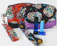Sugar Skull roller ball wristlet, Travel essential oil, Roller ball carrier, Roller ball purse, Essential oil wallet, essential oil purse