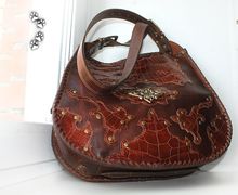 Painted leather handbag