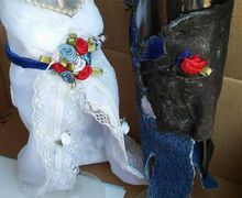 His & Hers Wedding Dressed Champagne Glasses