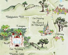 Wedding map design watercolour