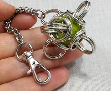 Chainmaille Captured Felted Bead in Tetra Orb Key Chain on HANDMADE chain
