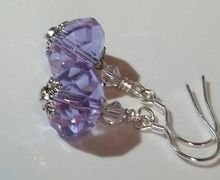 Light Purple Glass Earrings, Purple Earrings, Sterling Silver Earrings, Gifts for Her, Bridal, Dangle Earrings, Handmade Dangle Earrings