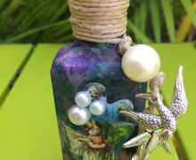 Fairy Boy Decoupaged Vintage Bottle