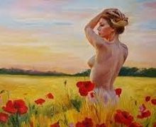 A girl and poppies