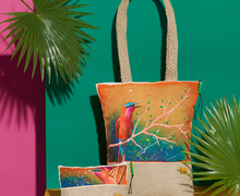 Southern Carmine Hand Painted Tote Bag and Pouch