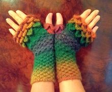 Autumn Colour Gloves, Fingerless Dragon Scale Gloves Handmade