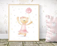 Girl Nursery Print, Printable Nursery Decor, Ballerina Bear Nursery Print, Instant Download Nursery Wall Art, Printable Children Room Art