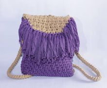 Backpack Crochet Bag Free Shipping!!! /Handmade Backpack/ Boho Style/Deep Purple Sandy Beige