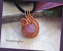 Wire Weave Pink Jade Swirl Pendant