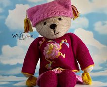 Hand knitted one of a kind teddy bear - Catmint.