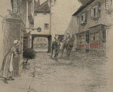 Cecil Aldin The Golden Cross-Oxford Vintage Book Print 1921 Signed