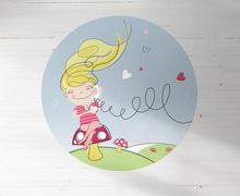Mushroom girl, kids Room Decor ,Girls Room Prints, Girls Nursery Art, Gift for Girls, PVC Carpet print, kids Room Decor ,Girls Carpets