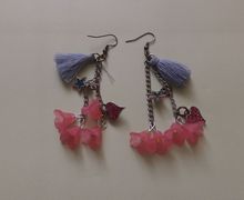 beautiful pink flower drop earrings