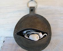 Leather Key Chain Coin Purse Ear Bud Pouch