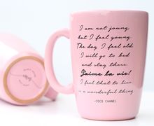 Pink Coco Chanel Quote Mug. 10 oz Ceramic Coffee Mug. inspirational Gift for Woman. Personalized Pottery Gift. Gift for Friend.