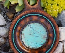 Handcrafted Leather Necklace with Handmade Chrysocolla Cabochon