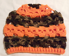 Camo and Pumpkin Orange Skulls hat