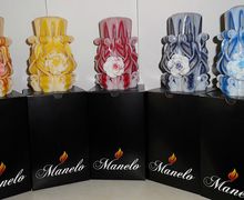 Set of 5 - Rose candle - Unique - Handmade gift candle - Hand Carved candles - 5 inch/ 12cm - red - violet - blue - yellow - orange