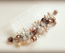 Pearl and Champagne Bead Haircomb
